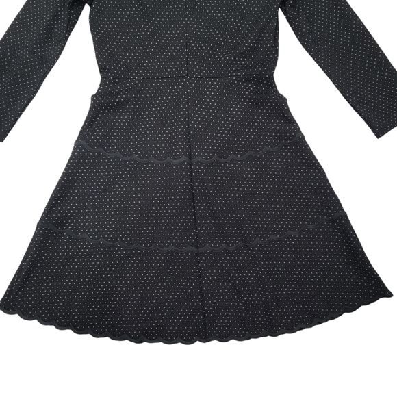 Kate Spade Black White Polka Dot Scalloped Ponte Dress Fit & Flare Women… - Picture 9 of 17